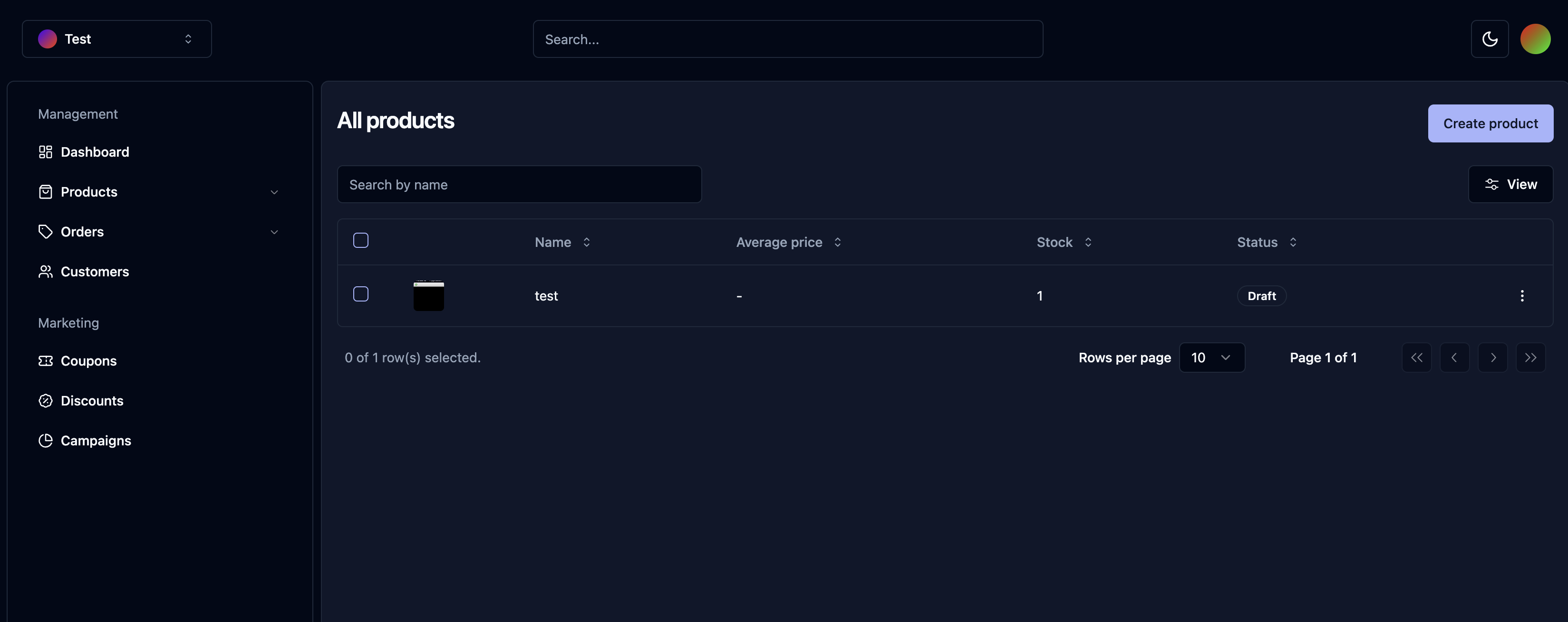 Preview of Storedge's built-in dashboard